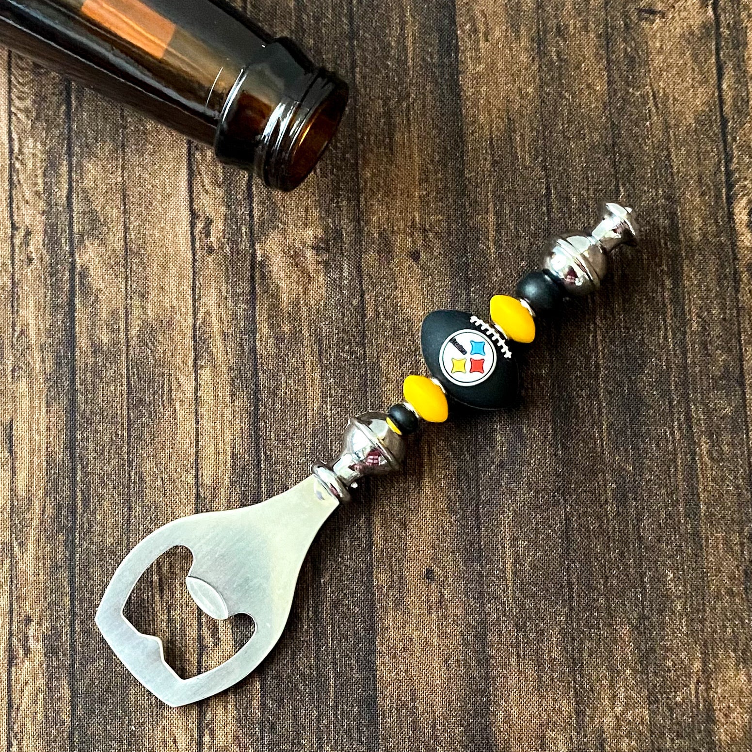 Pittsburgh Football Themed Bottle Opener | Handcrafted Game Day Bar Accessory Gift | Gift For Football Fans