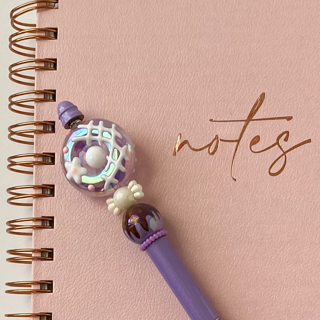 Purple Iridescent Donut Themed Beaded Pencil | Dessert Collection | Gift For Dessert Lovers