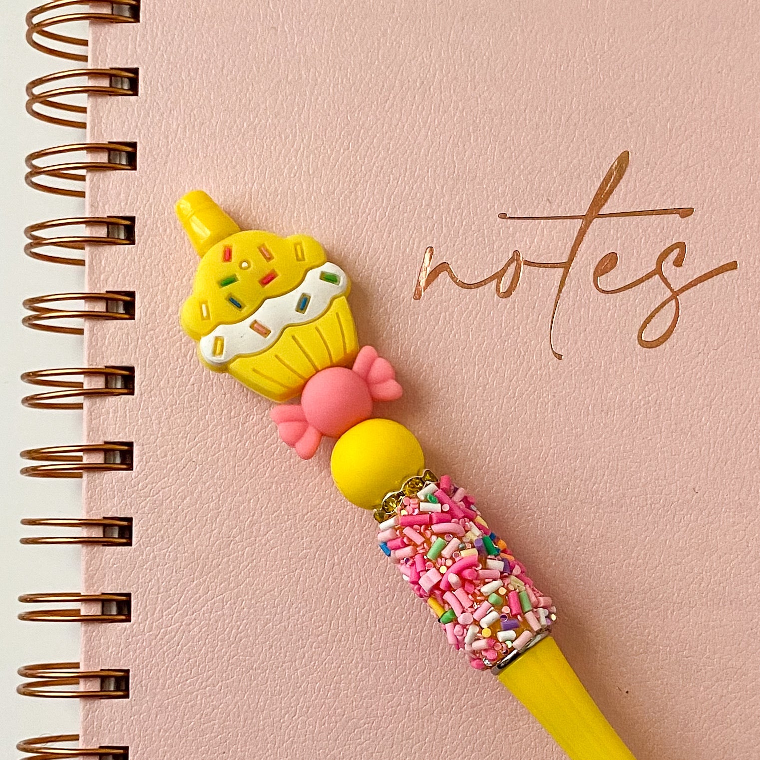Yellow Cupcake Beaded Pen | Handmade Statement Pen | Sweet Treats Dessert Collection