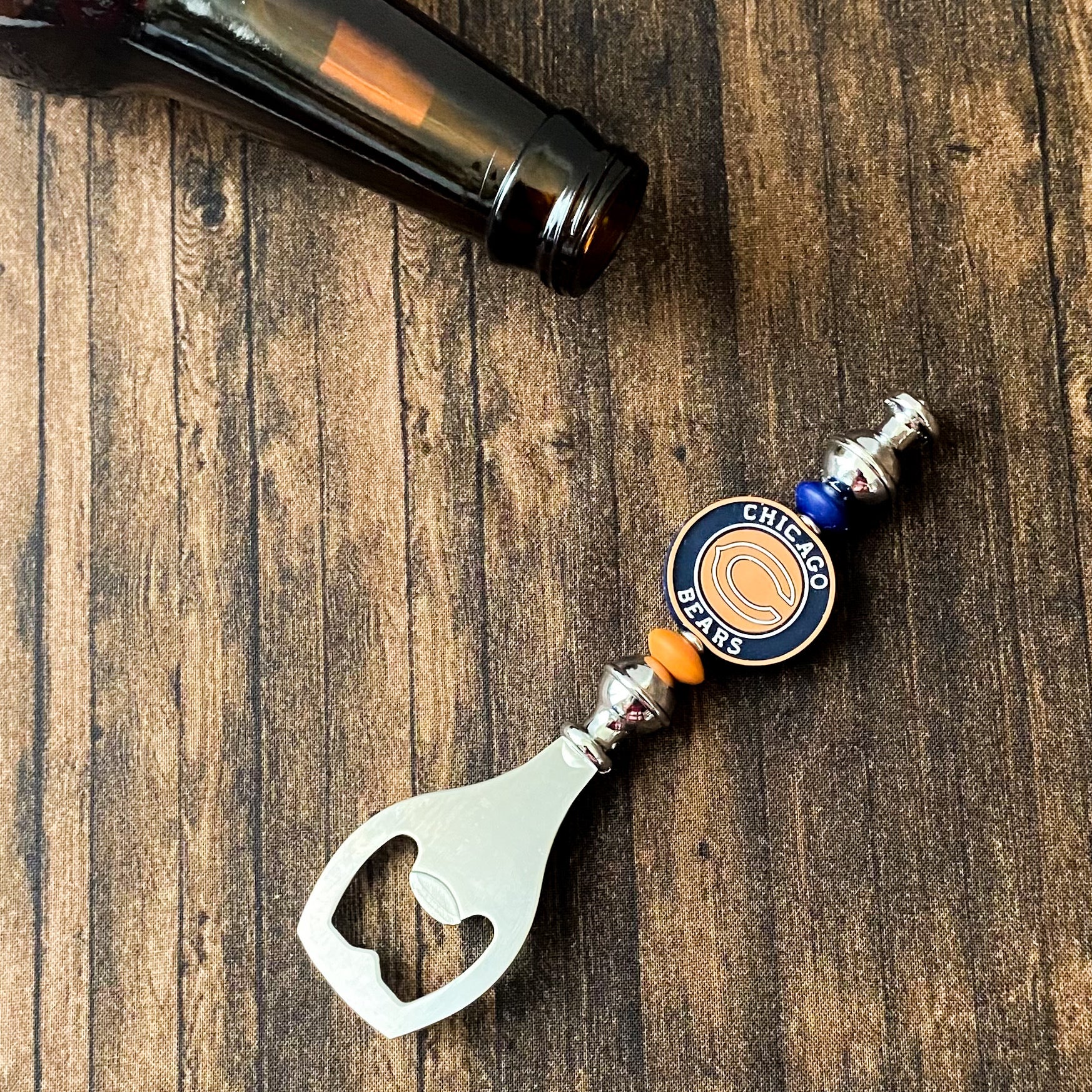 Chicago Football Themed Bottle Opener | Handcrafted Game Day Bar Accessory Gift | Gift For Football Fans
