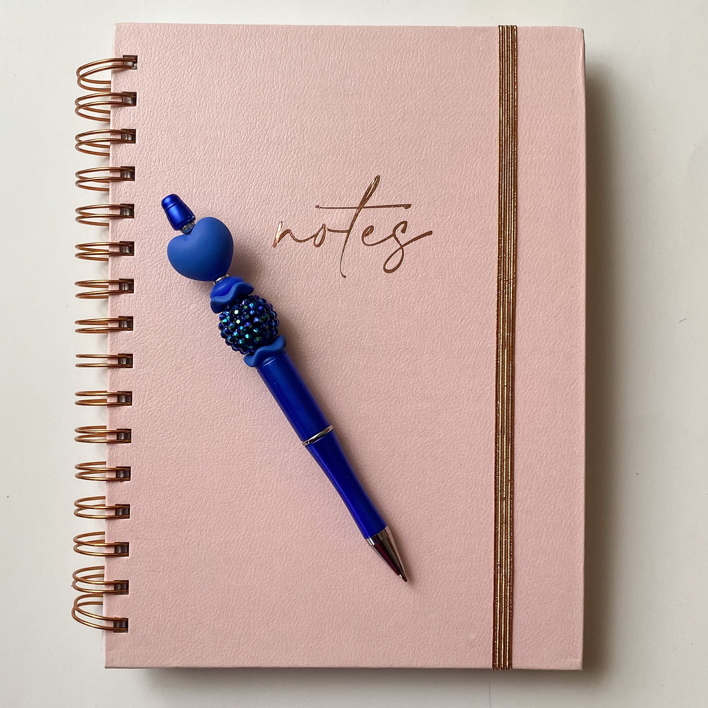 Cobalt Blue Heart Beaded Pen | Handmade Statement Pen | Cute Office & Planner Gift