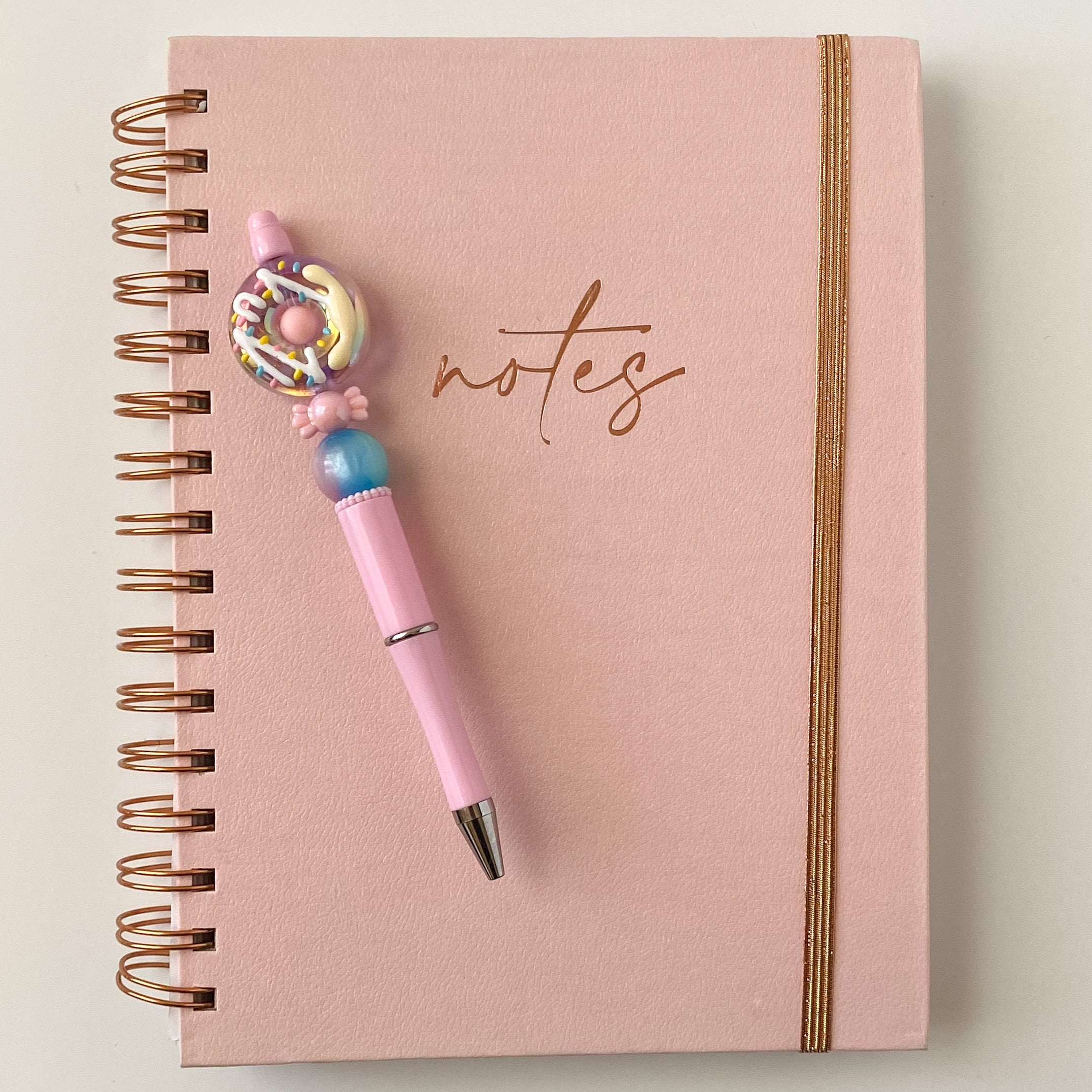 Frosted Iridescent Pink Donut Beaded Pen – Dessert Collection | Gift For Bakers Dessert Lovers