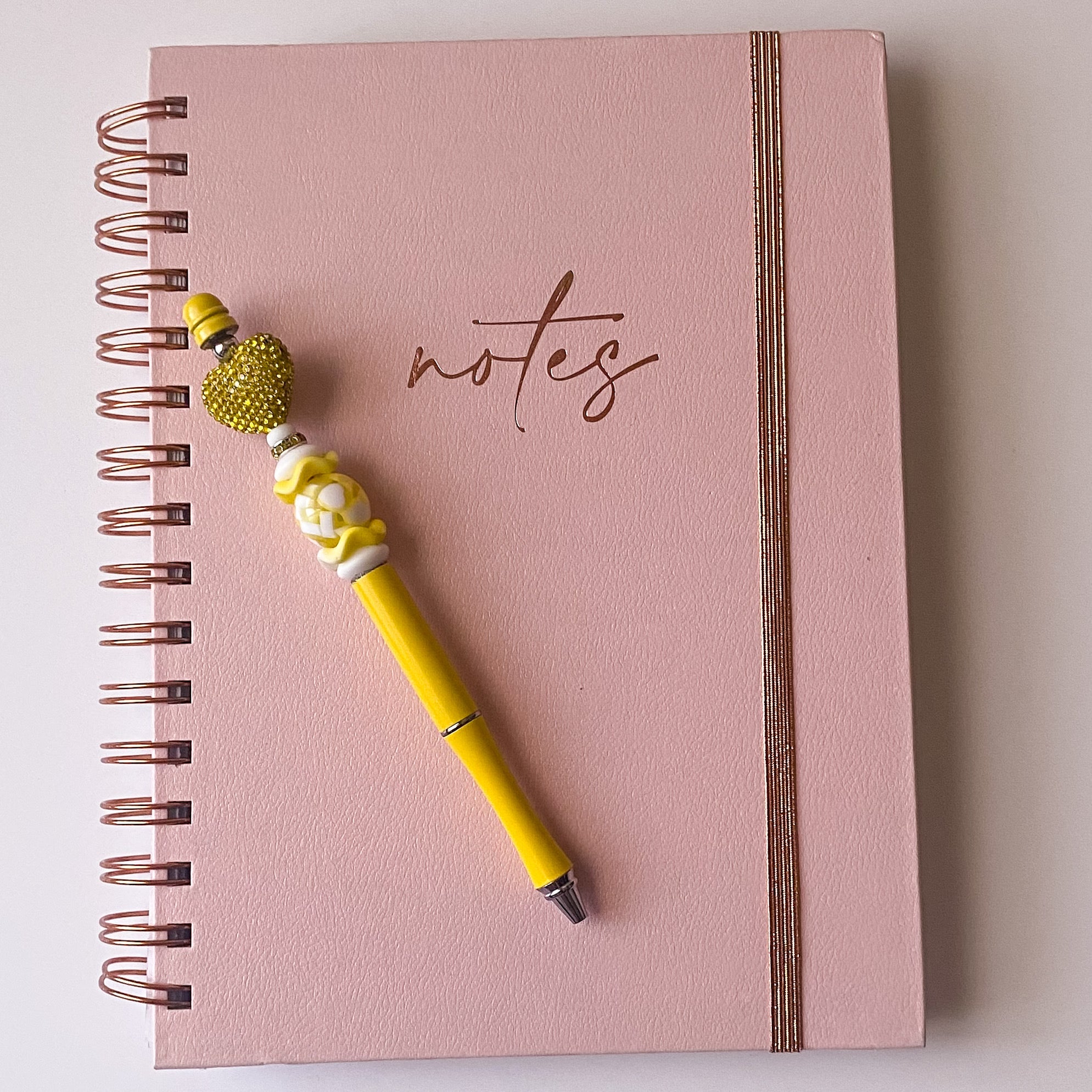 Yellow Rhinestone Heart Beaded Pen | Handmade Statement Pen | Signature Collection