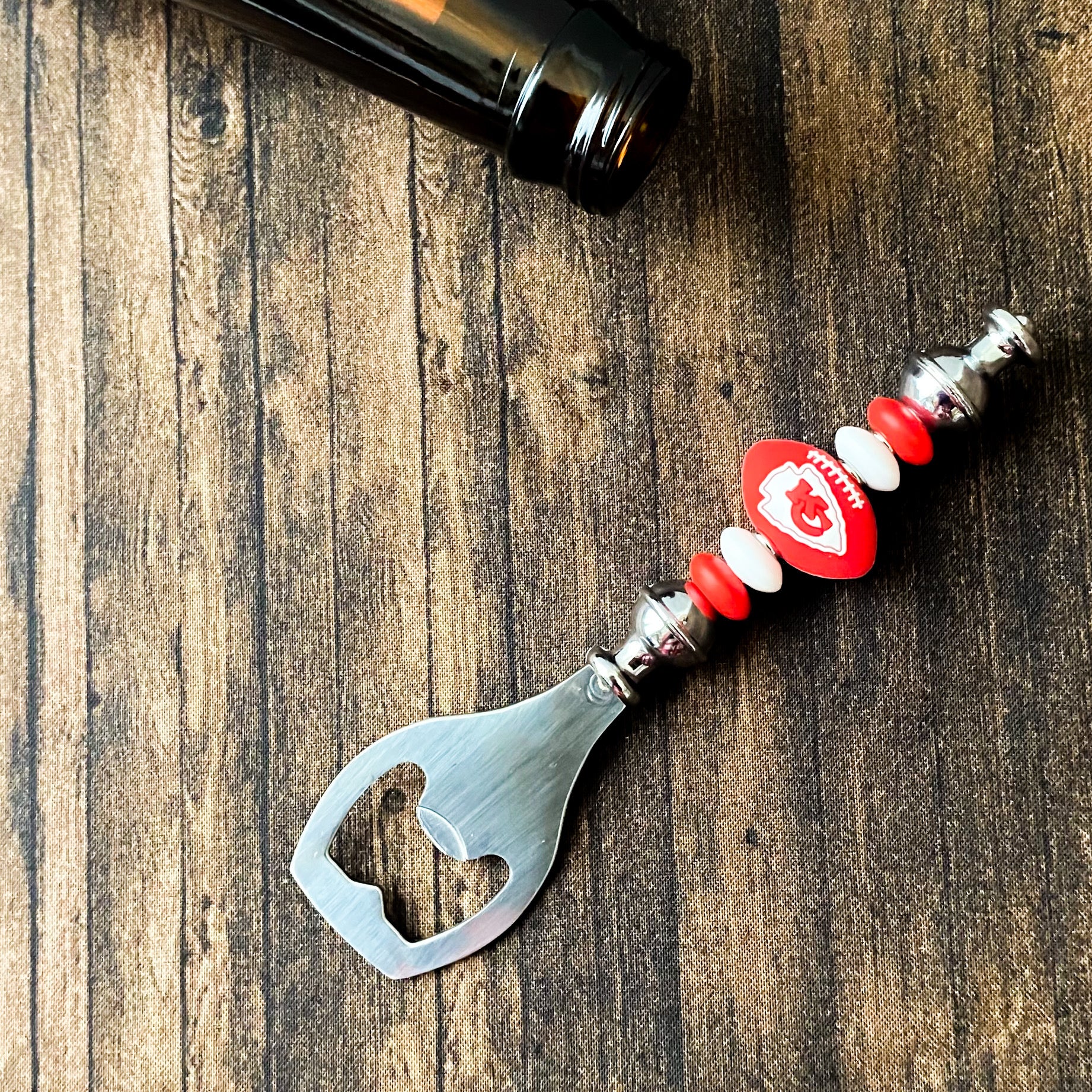 Kansas City Football Themed Bottle Opener | Handcrafted Game Day Bar Accessory Gift | Gift For Football Fans