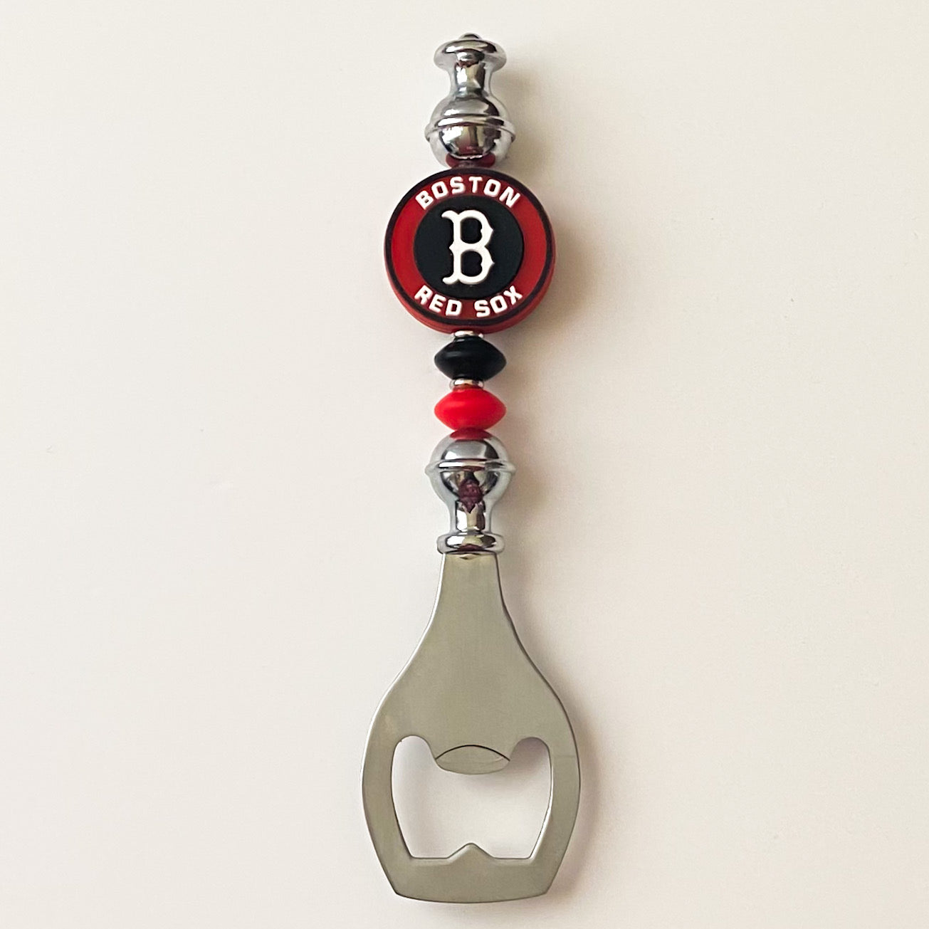 Boston Baseball Themed Bottle Opener | Handcrafted Game Day Bar Accessory Gift | Gift For Baseball Fans