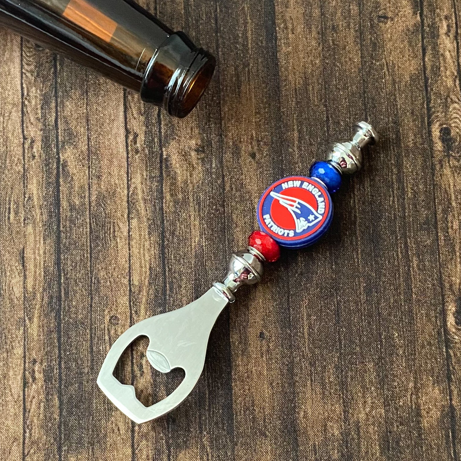 New England Football Themed Bottle Opener | Handcrafted Game Day Bar Accessory Gift | Gift For Football Fans