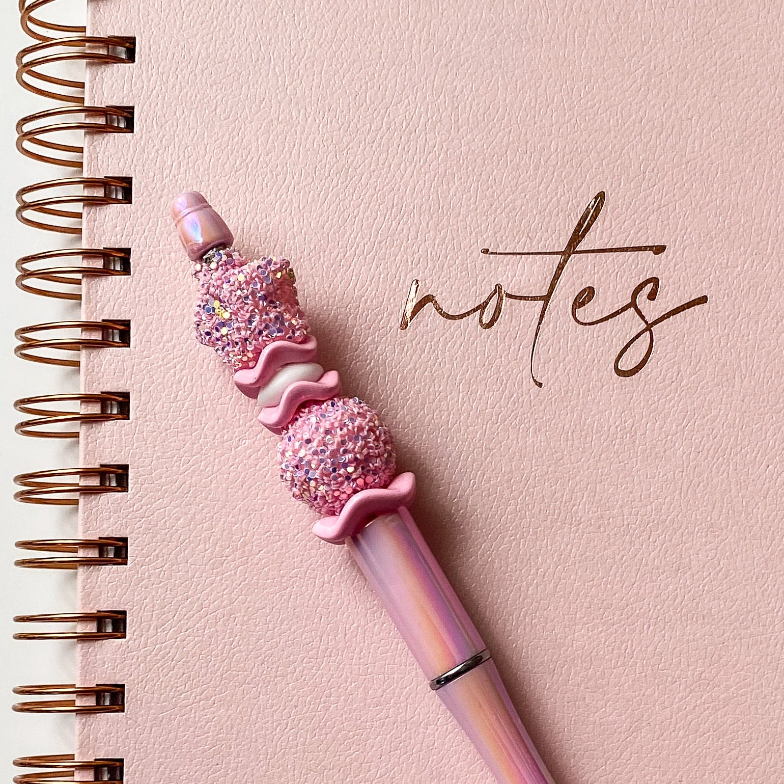Pink Glitter Star Beaded Pen | Handmade Statement Pen | Cute Office & Planner Gift