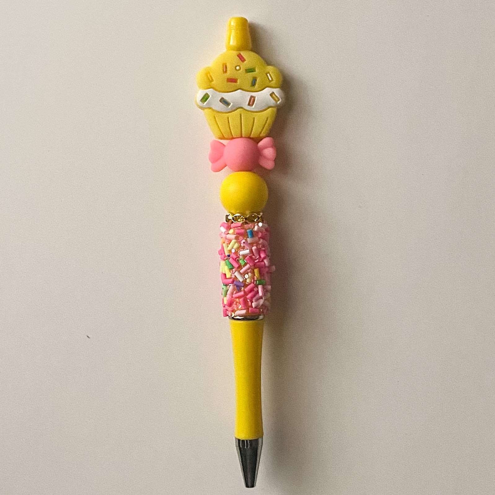 Yellow Cupcake Beaded Pen | Handmade Statement Pen | Sweet Treats Dessert Collection