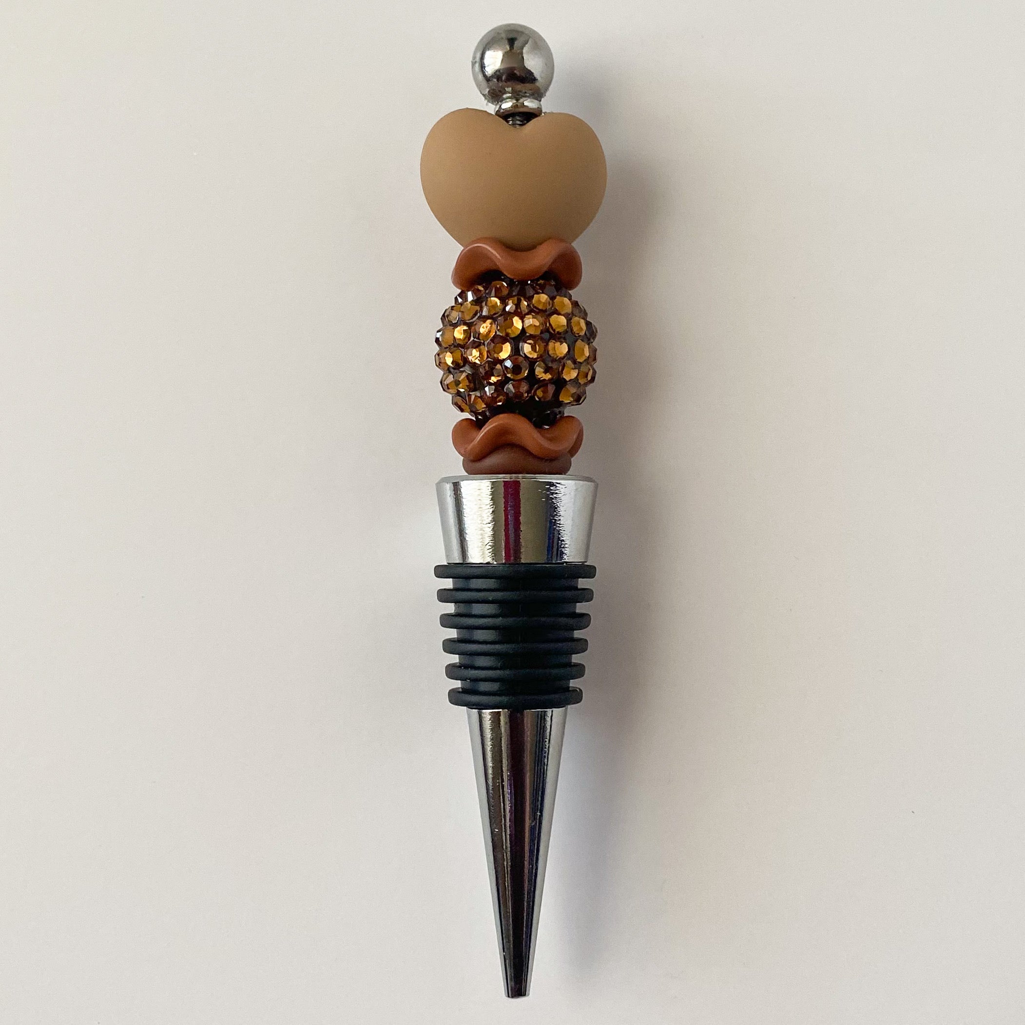 3D Heart Beaded Wine Stopper | Handcrafted Rhinestone Gift for Wine Lovers