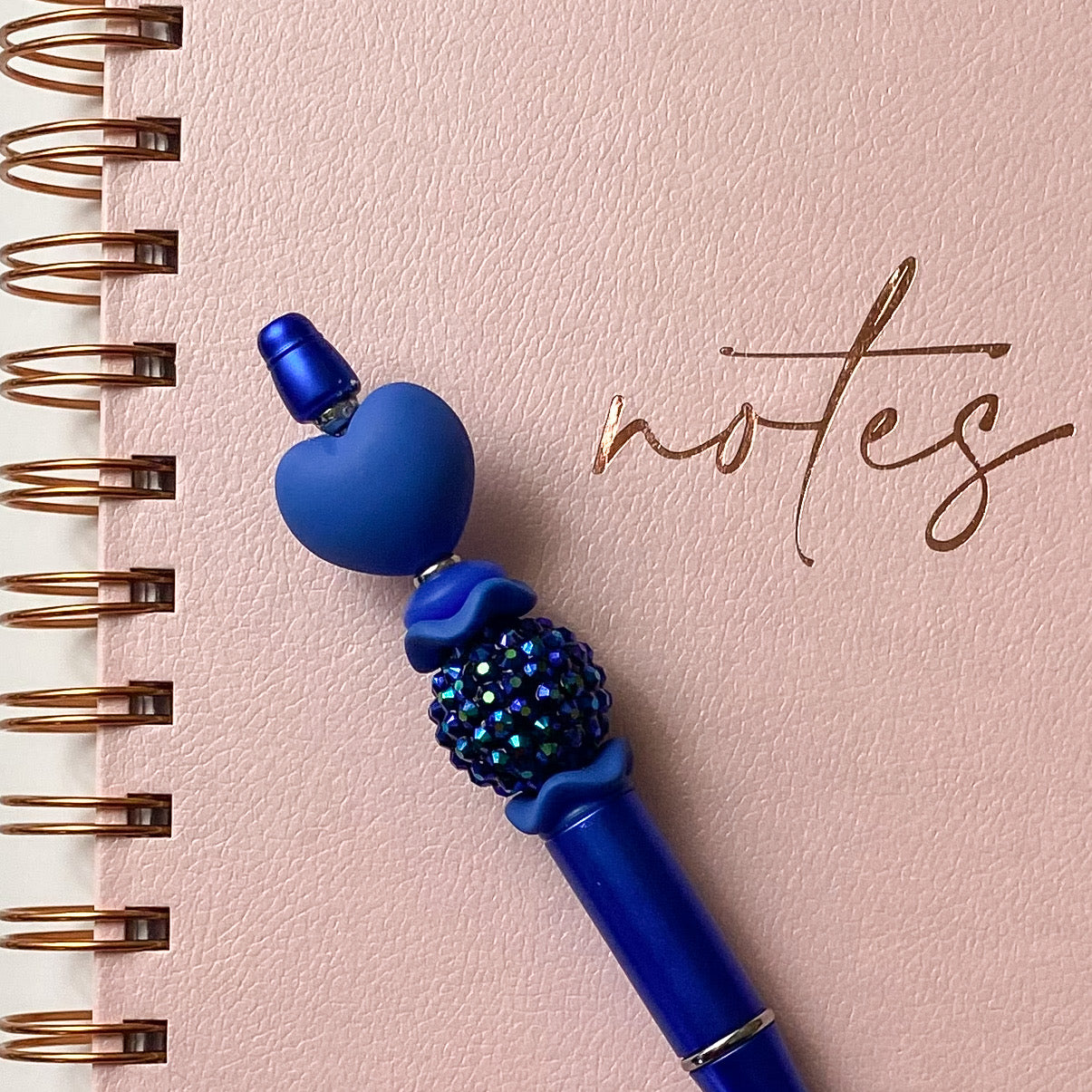 Cobalt Blue Heart Beaded Pen | Handmade Statement Pen | Cute Office & Planner Gift