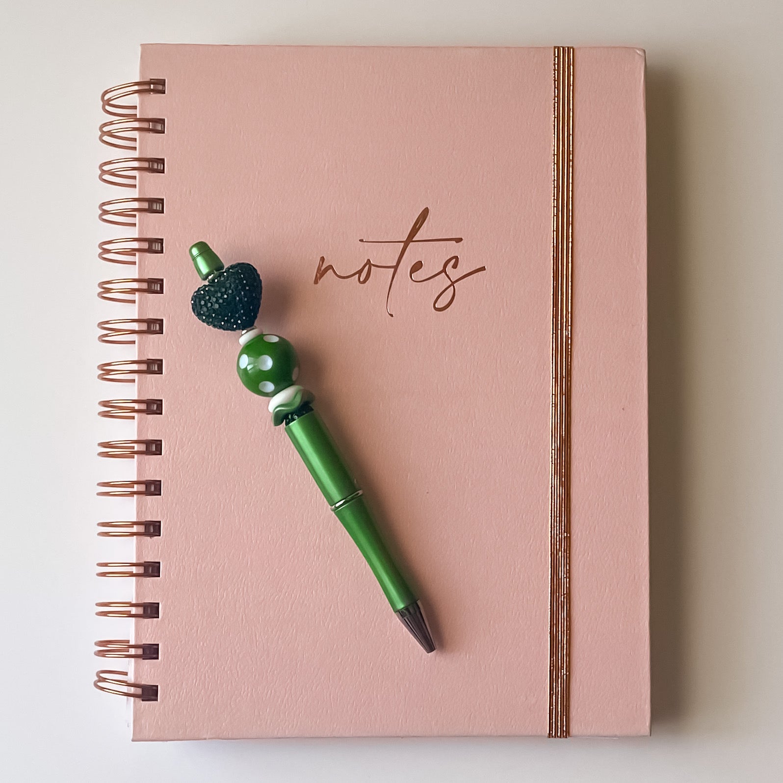 Hunter Green Rhinestone Heart Beaded Pen | Handmade Statement Pen | Signature Collection