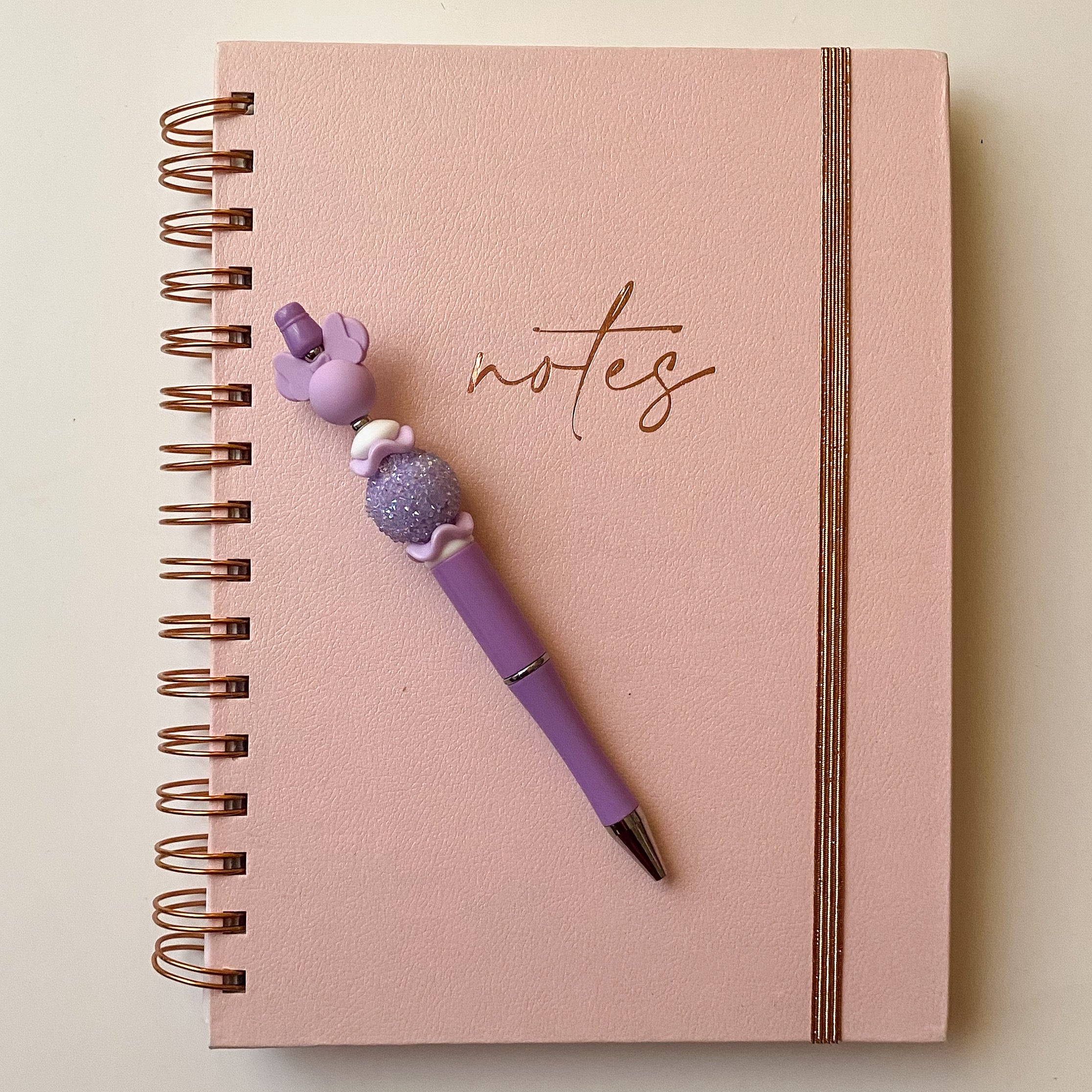 Whimsical Lavender Mouse With Purple Sugar Rhinestone Beaded Pen | Cute Handmade Gift | Novelty Stationery