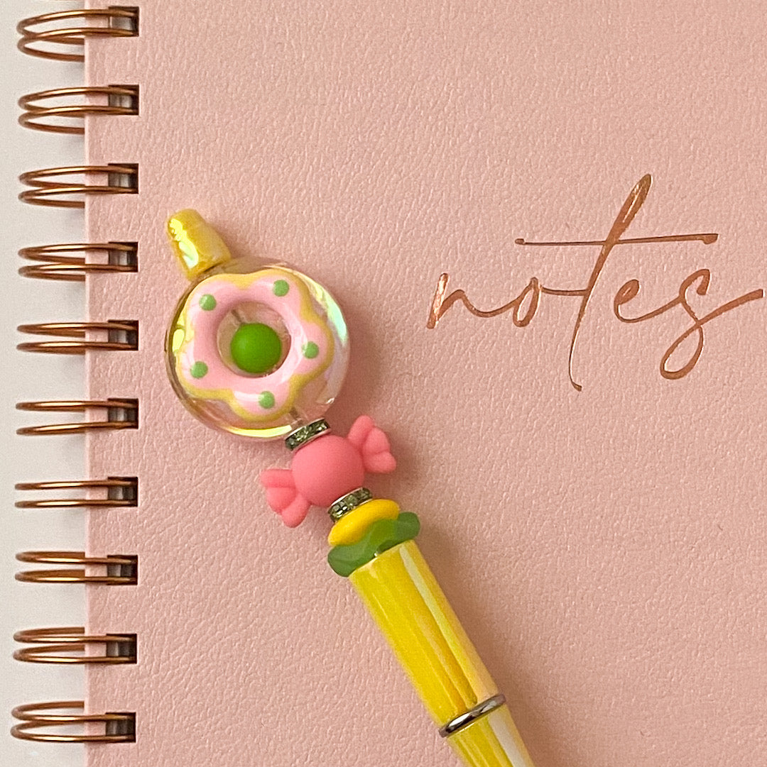 Yellow Donut Beaded Pen | Handmade Statement Pen | Sweet Treats Dessert Collection