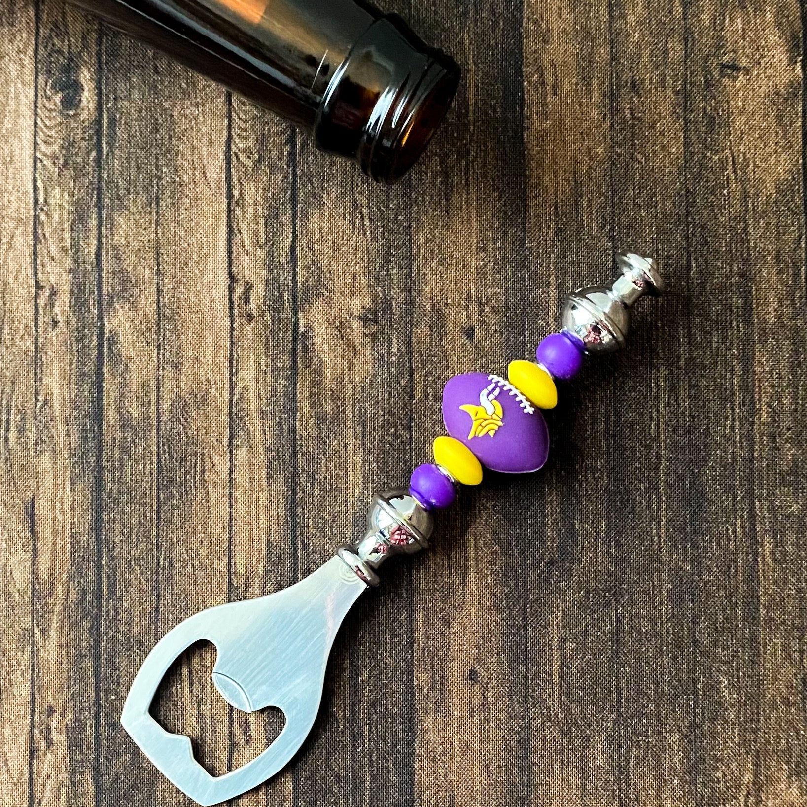 Minnesota Football Themed Bottle Opener | Handcrafted Game Day Bar Accessory Gift | Gift For Football Fans