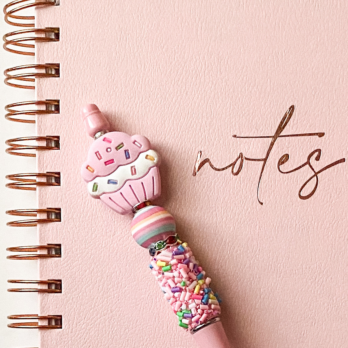 Pink Cupcake Beaded Pen | Handmade Statement Pen | Sweet Treats Dessert Collection