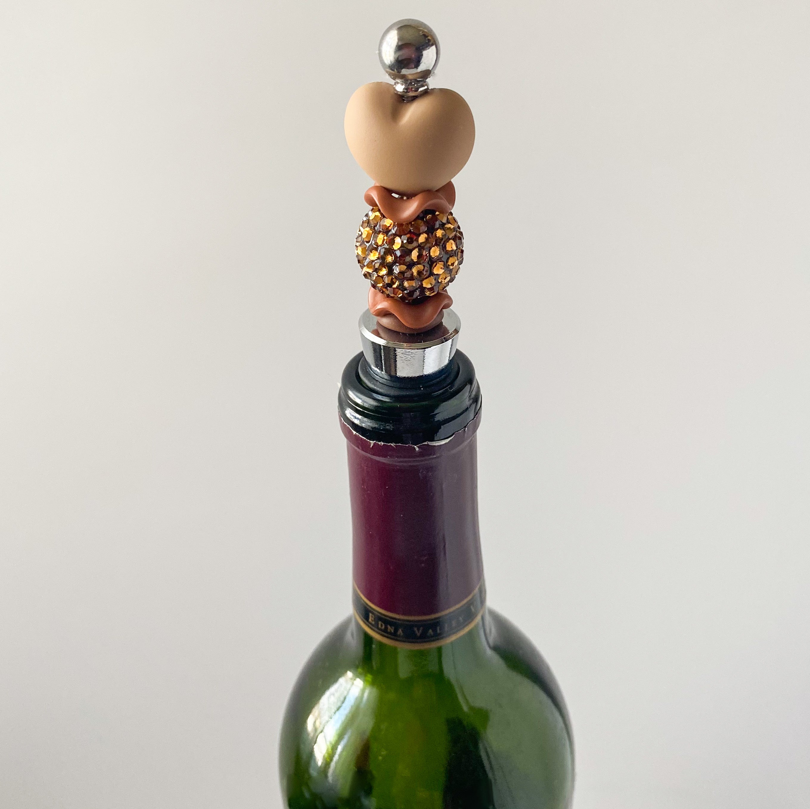 3D Heart Beaded Wine Stopper | Handcrafted Rhinestone Gift for Wine Lovers