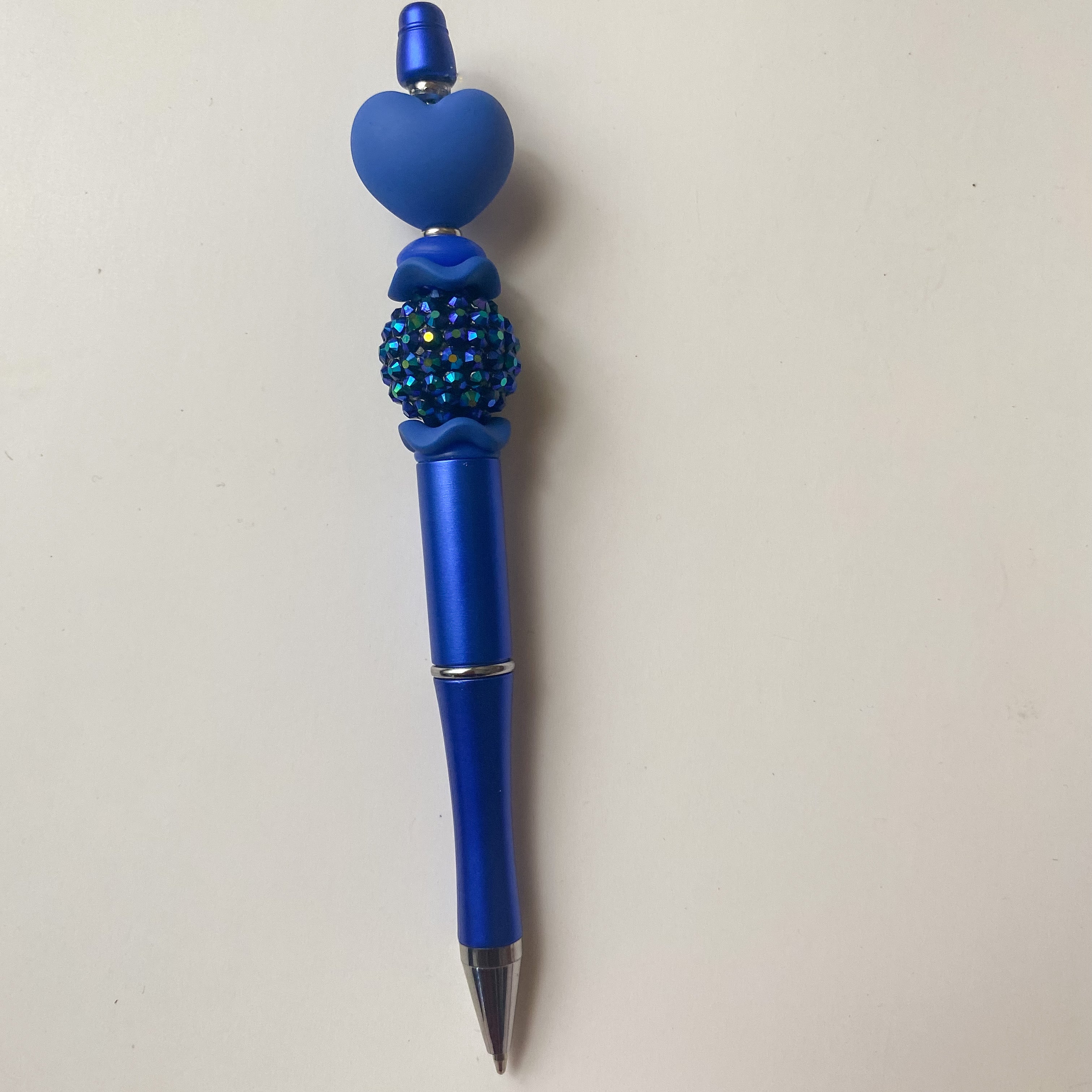 Cobalt Blue Heart Beaded Pen | Handmade Statement Pen | Cute Office & Planner Gift
