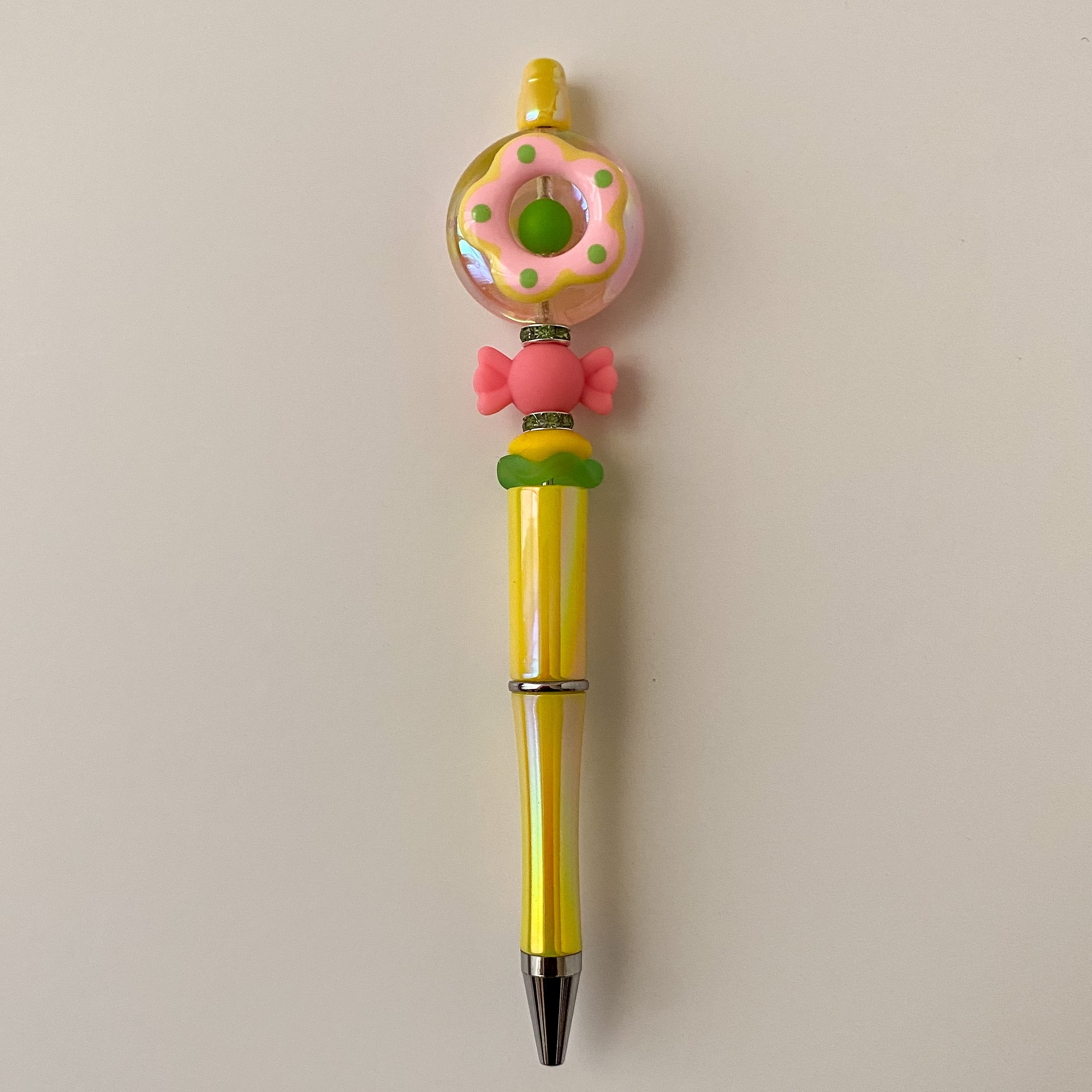 Yellow Donut Beaded Pen | Handmade Statement Pen | Sweet Treats Dessert Collection