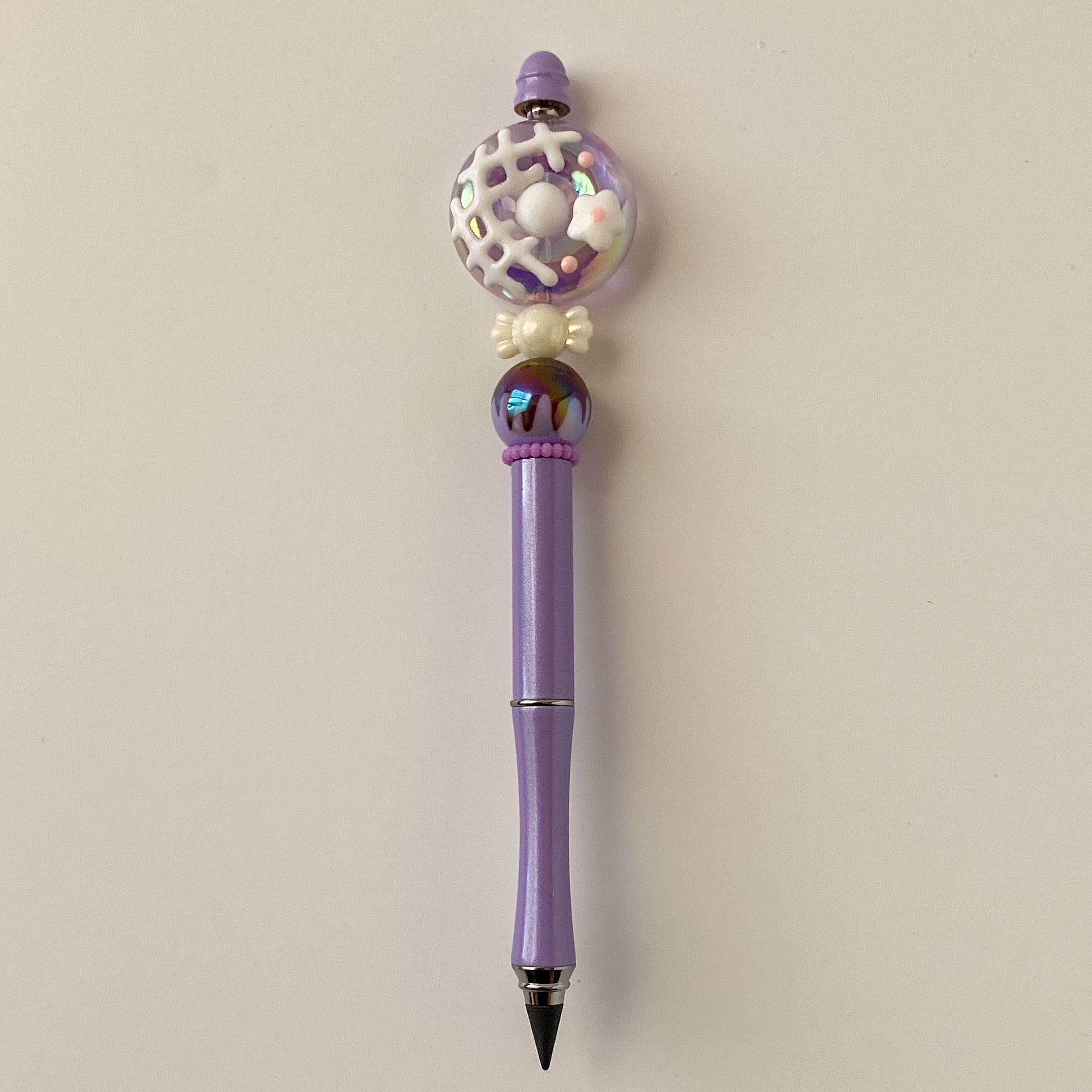 Purple Iridescent Donut Themed Beaded Pencil | Dessert Collection | Gift For Dessert Lovers
