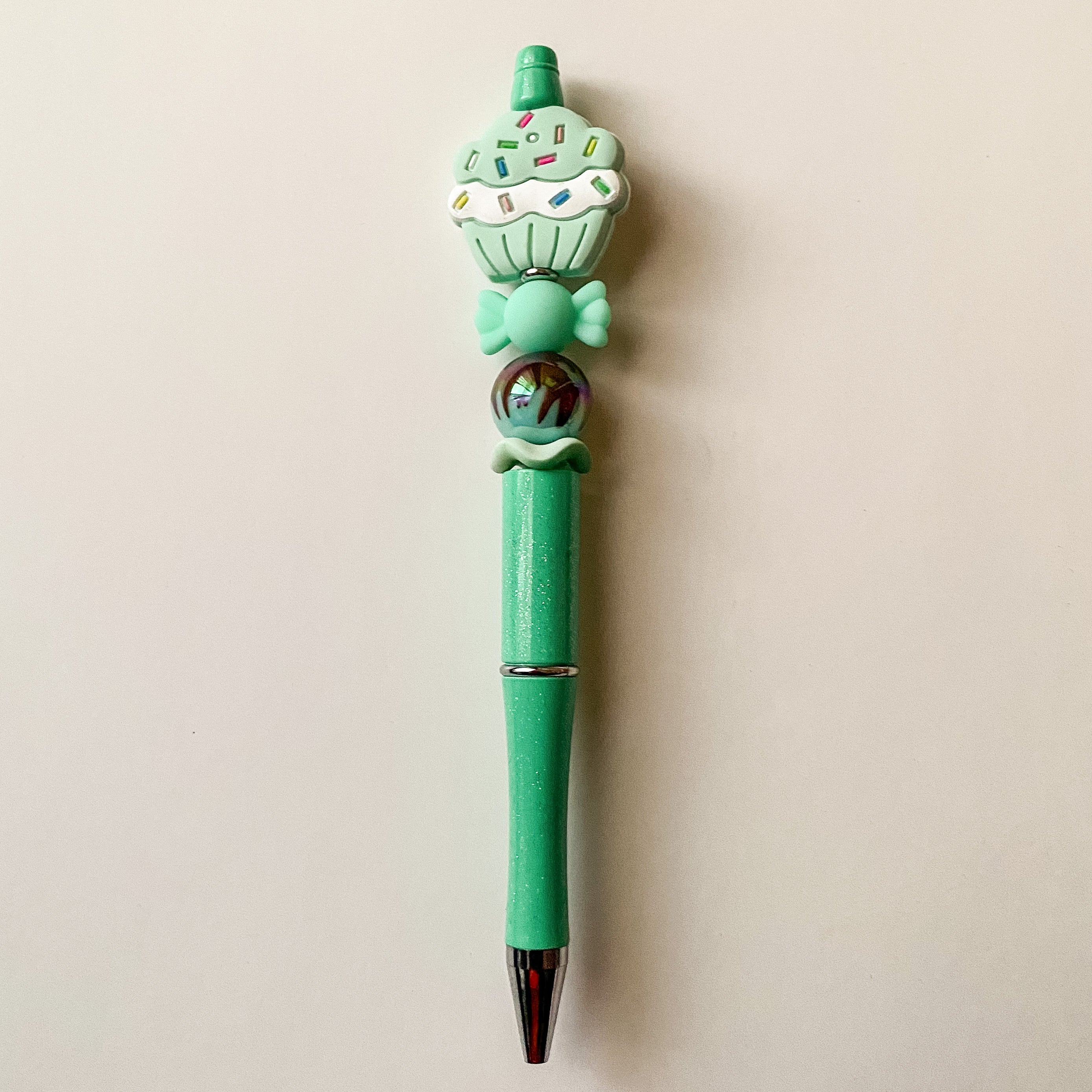 Mint Green Cupcake Beaded Pen | Handmade Statement Pen | Sweet Treats Dessert Collection