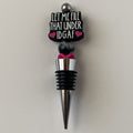 Black pink and white IDGAF wine stopper with matching accent beads, handmade gift for wine lovers