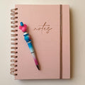 Hot pink whimsical mouse head with ombre rhinestone bead and matching pen base, handmade autograph pen gift ideas