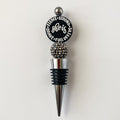 Beaded wine stopper with silver rhinestone bead and decorative woman empowerment focal, handmade gift for her