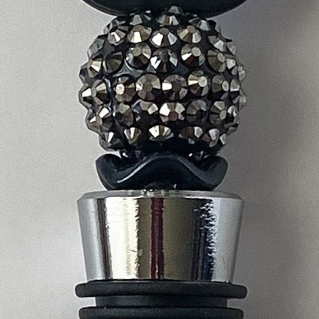 Beaded wine stopper with silver rhinestone bead and decorative boy mama focal, handmade gift for mother